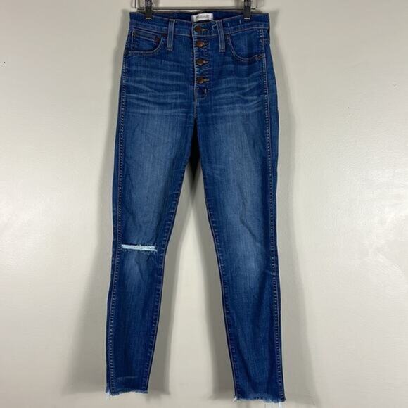 Madewell 10” High Riser Distressed Raw Hem Skinny Jeans - Picture 1 of 7